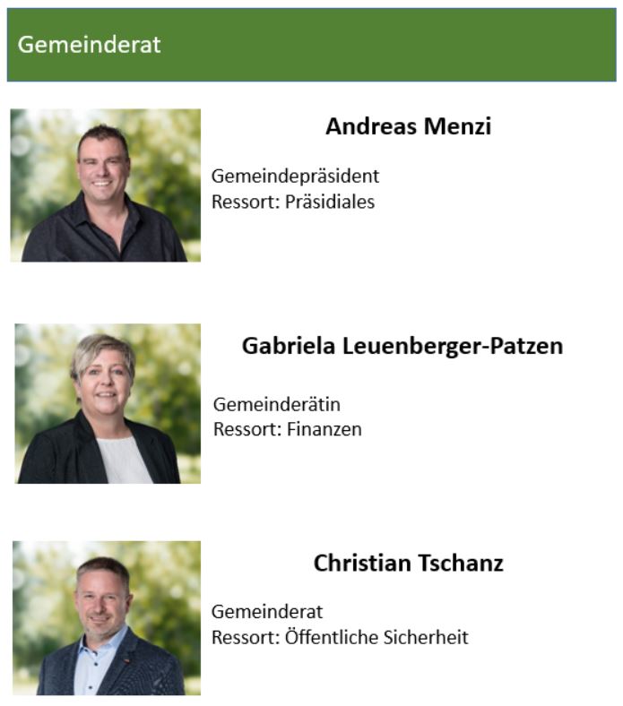 Mitglieder Gemeinderat der SVP Mühleberg